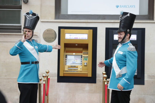 The guards by the cash machine