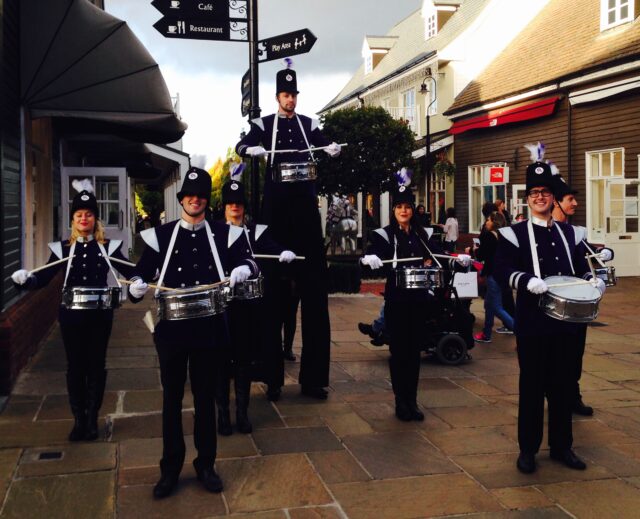 Drummer boys perform in Bicester village