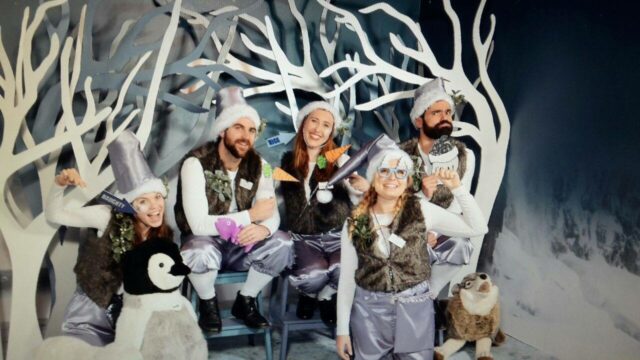 Elves in the wintry grotto